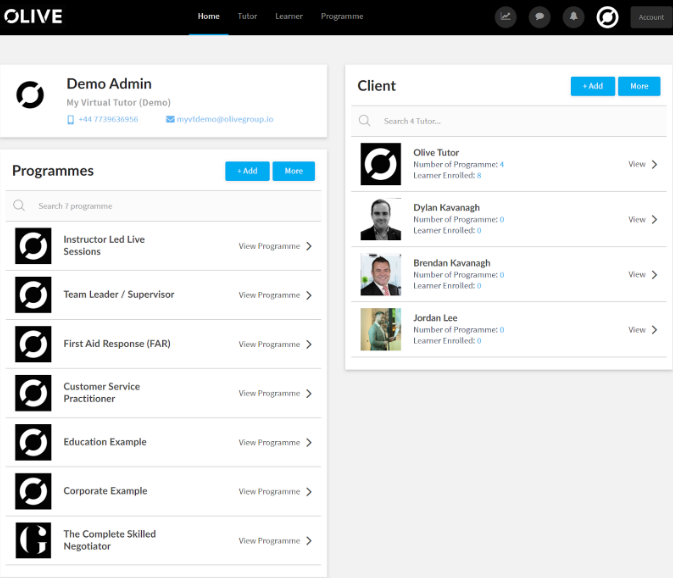 Myportfolio - Dashboard/Homepage – Olive